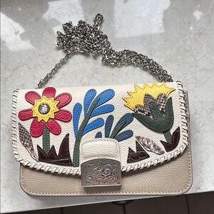 Brighton ginger beechwood  mini bag with floral snappy flap.